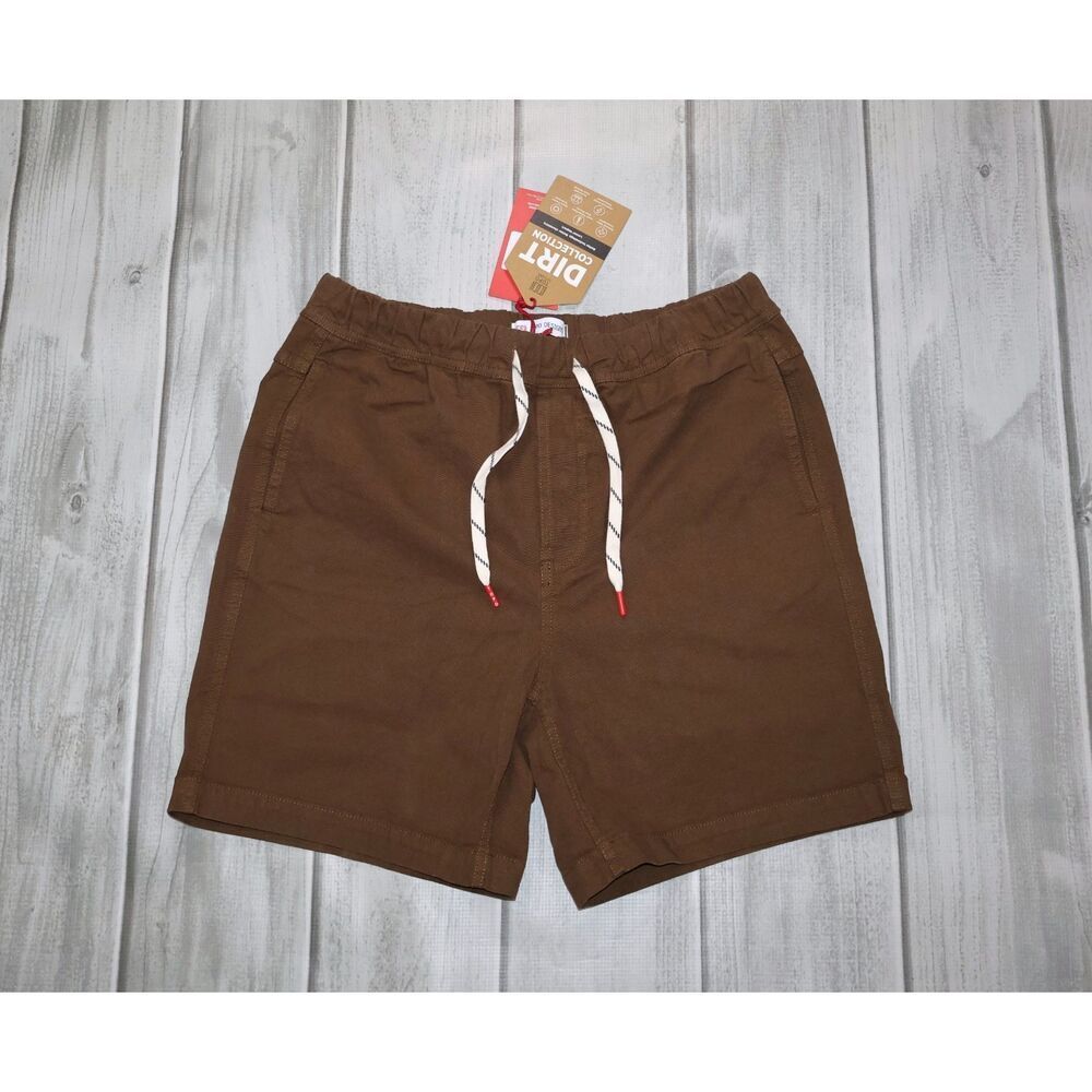 NEW Topo Designs Dirt Shorts Men’s L Organic Cotton Drawstrings Desert Palm